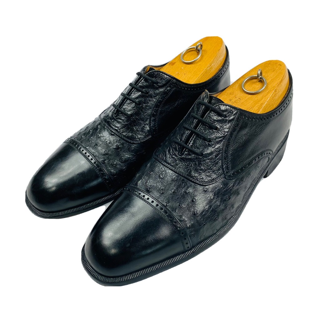 Giorgios of Palm Beach Black Ostrich Mens Derby Size 9M Dress Shoes 4361